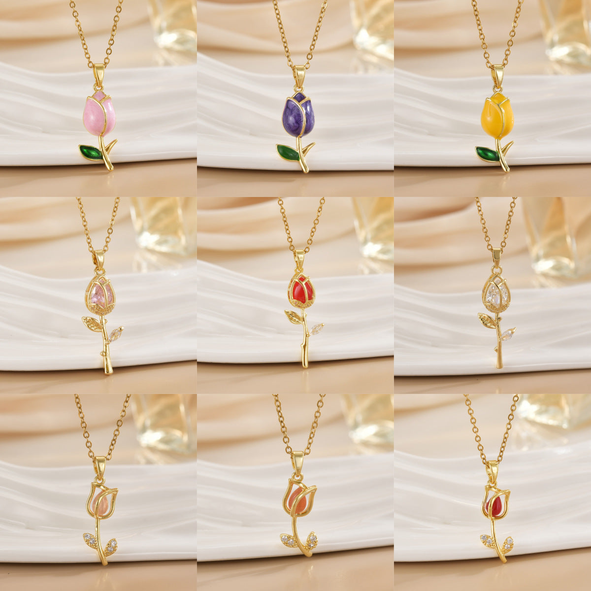 Tulip Flower Design Titanium Steel Necklace