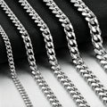 Six-Sided Mill Cuban Chain Necklace Bracelet Stainless Steel Hip Hop Jewelry