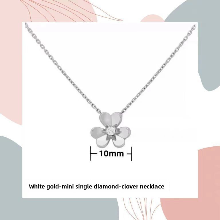 Rose Gold Diamond Clover Necklace