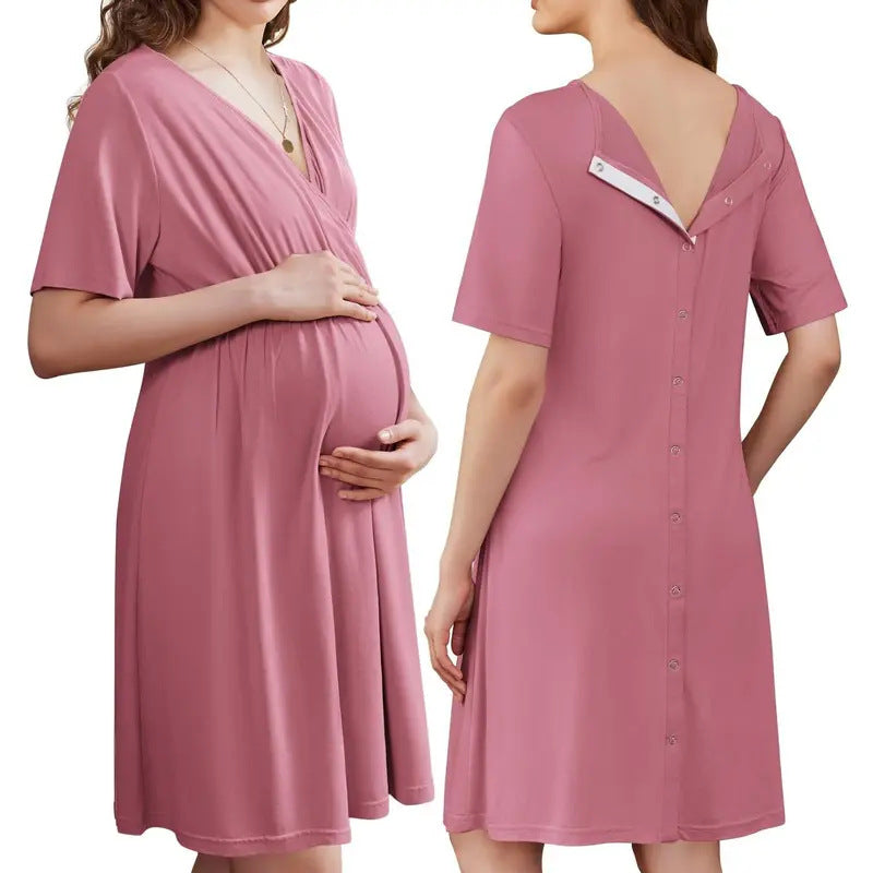 Loose V-Neck Short Sleeve Dress