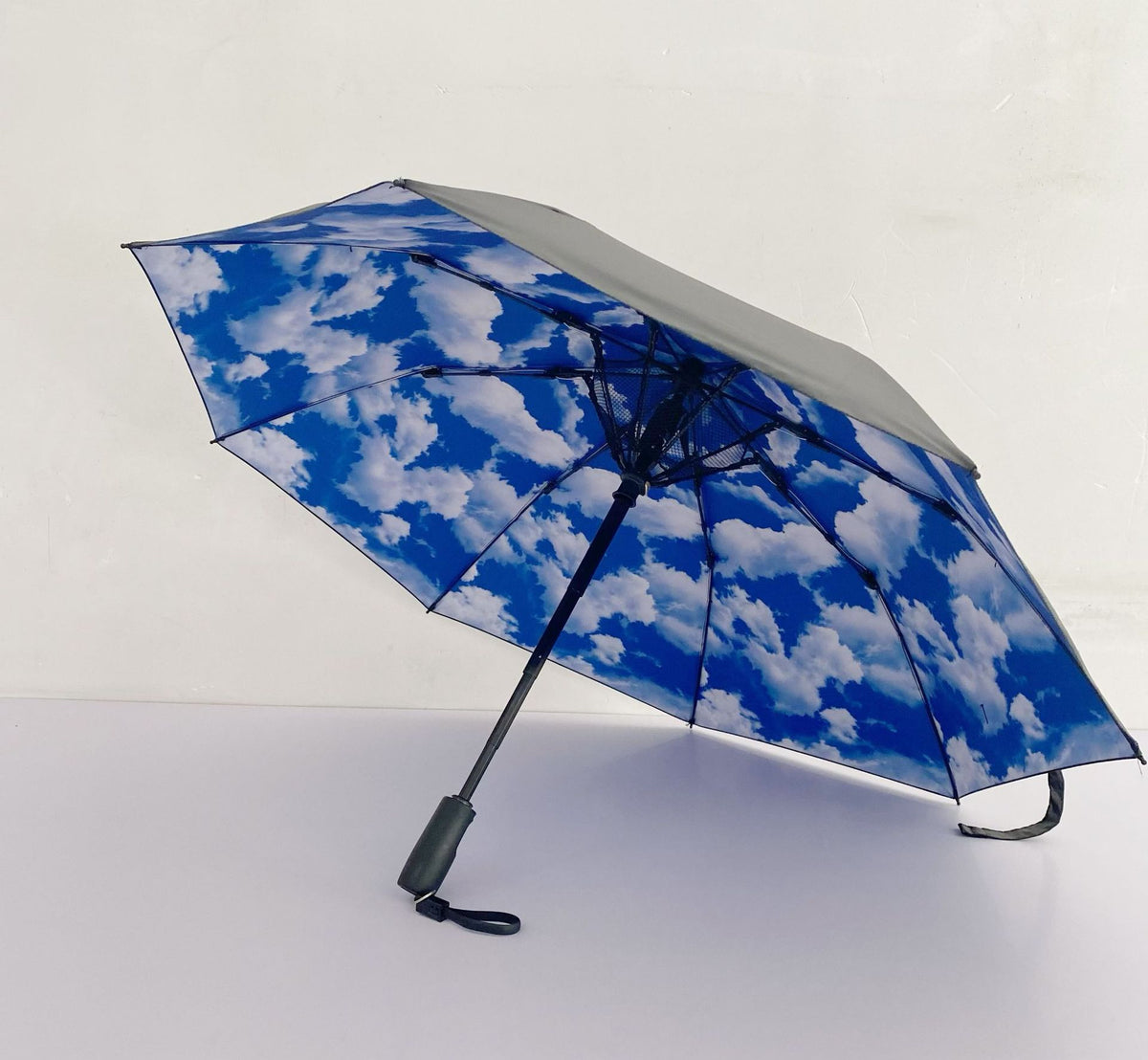 Rechargeable Folding Umbrella with Built-in Fan UV Protection 3-in-1 Sun and Rain Canopy