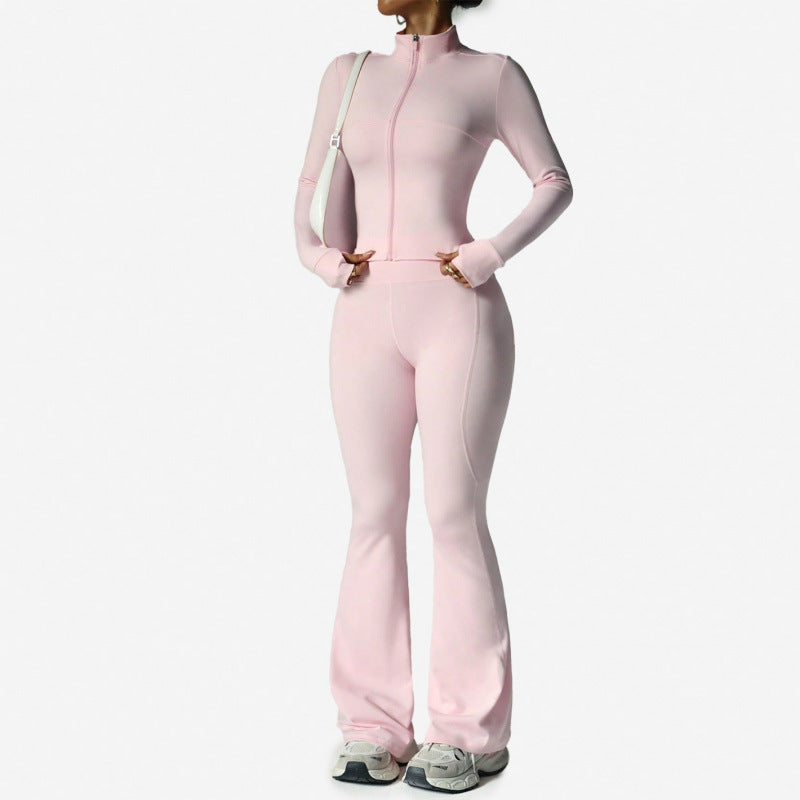 Women's Long Sleeve Yoga Set with Flared Pants