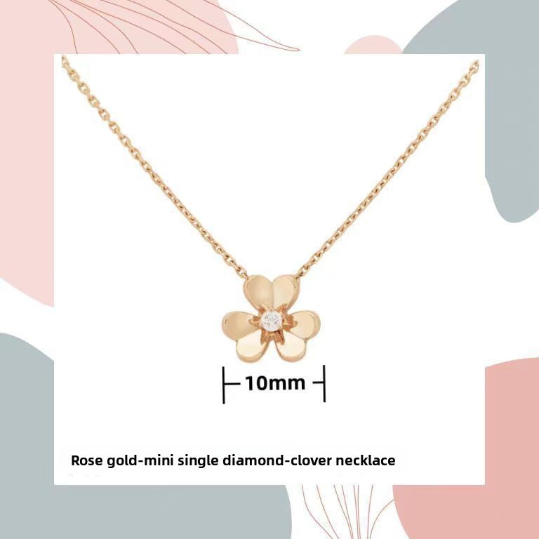 Rose Gold Diamond Clover Necklace