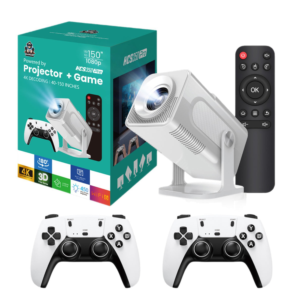 Portable HD Projector with Bluetooth Voice Remote