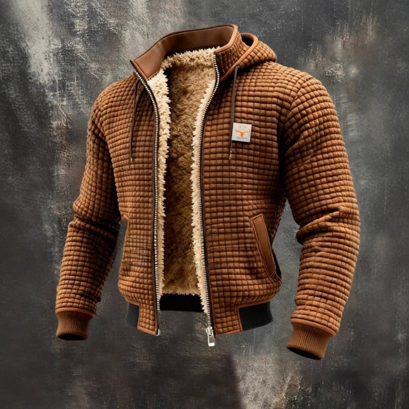Men's Thickened Fleece-Lined Hooded Jacket Windproof Winter Outerwear