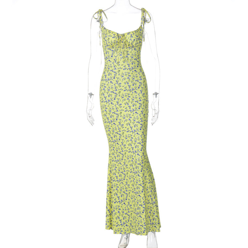 Floral Spaghetti Strap Flared Dress