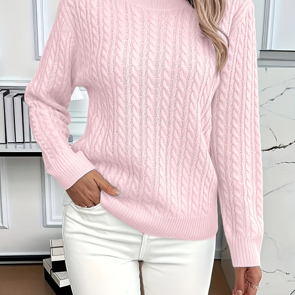 Crew-neck cable-knit sweater
