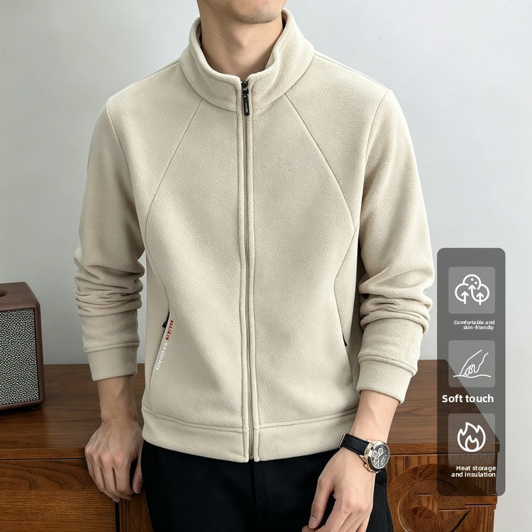 Zippered stand-up collar spring/autumn casual versatile grey coat