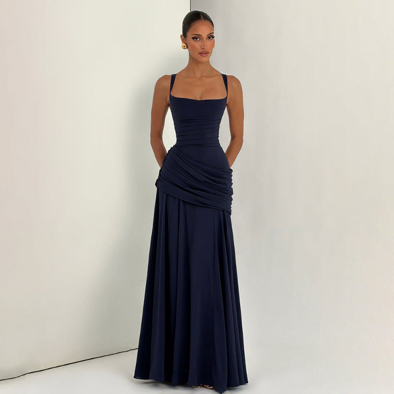 Elegant Solid Color Sleeveless Long Dress