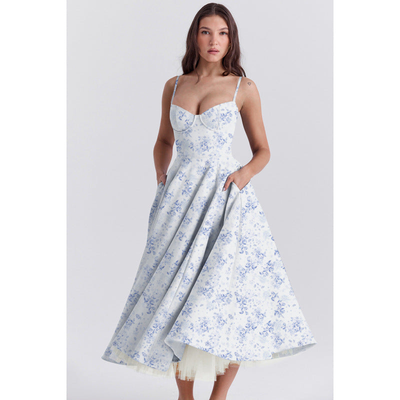 French Style Mesh Princess Dress with Flared Hem