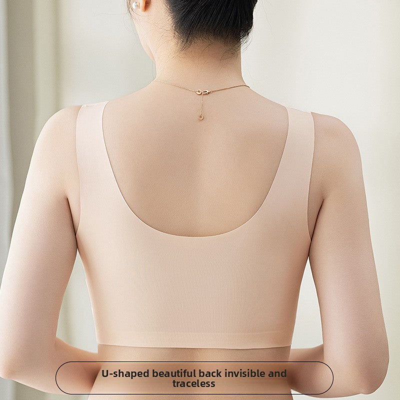 Womens Front Buckle Bra Wireless Full Coverage Vest Bra Summer Thin