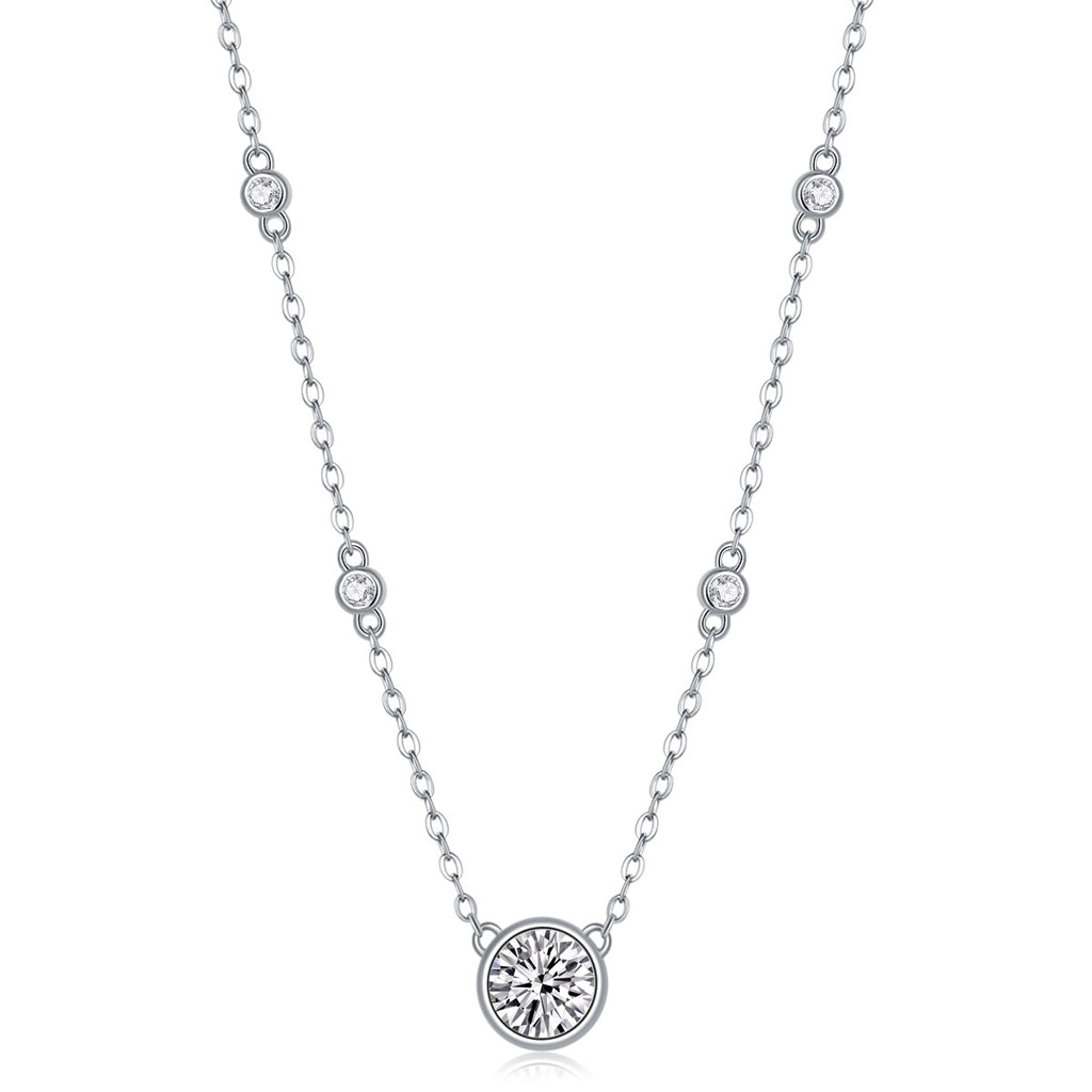 Sterling Silver Moissanite Geometric Pendant Necklace