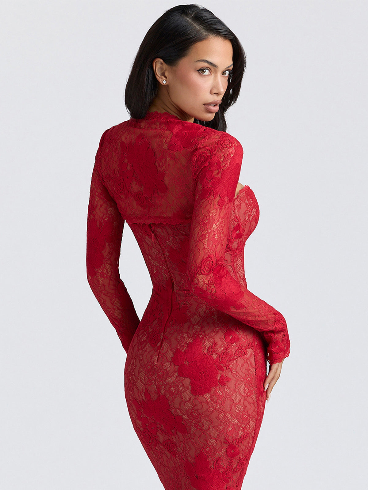 Elegant Floral Lace Two-Piece Dress Set
