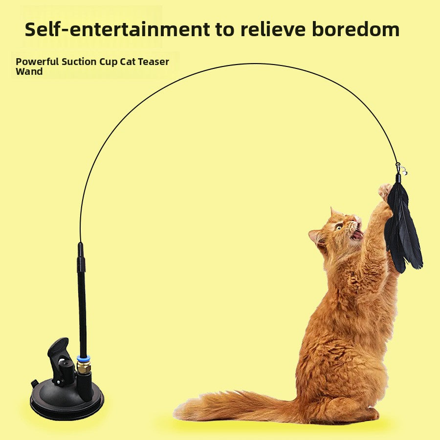 Feather Cat Teaser Stick with Suction Cup