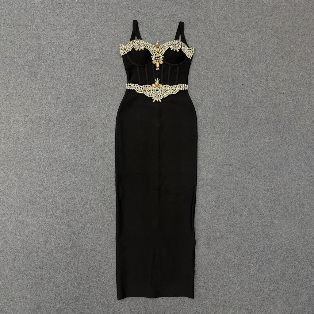 Strapless waist-cinching evening gown