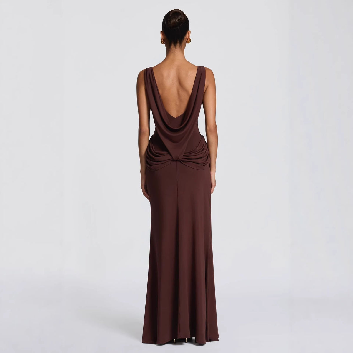Womens Long Sleeve Bodycon Draped Dress