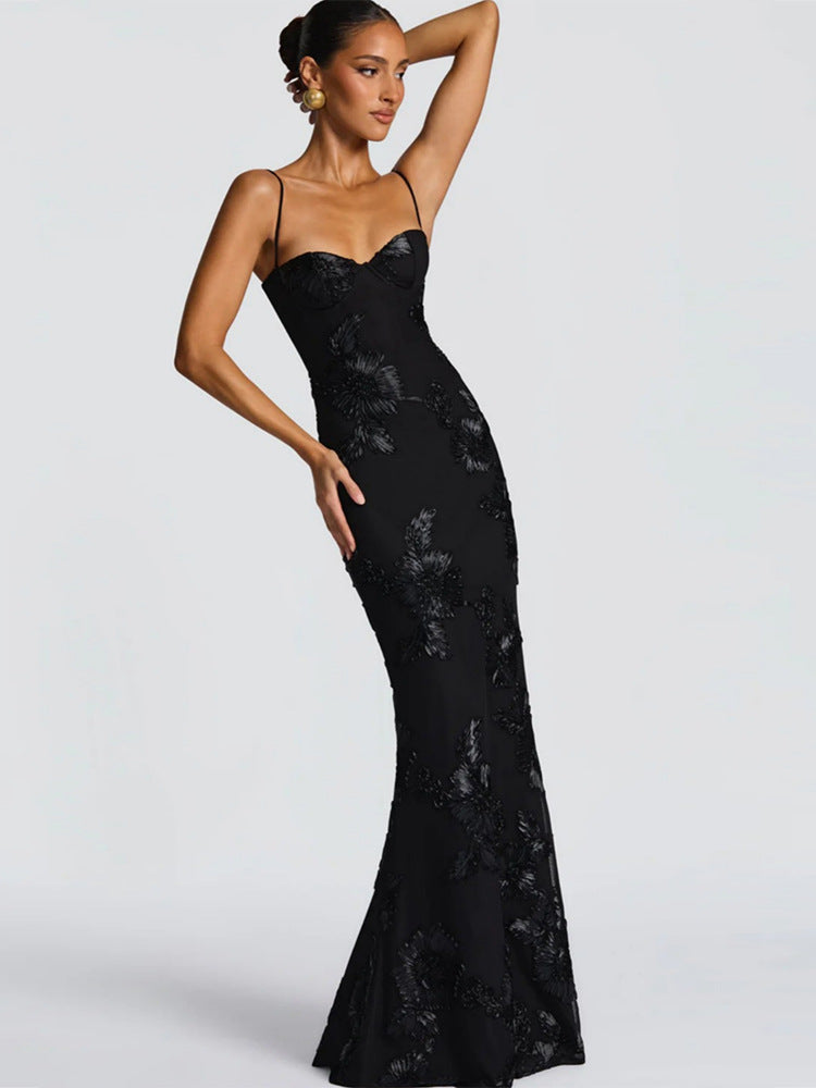 French Floral Strapless Dress
