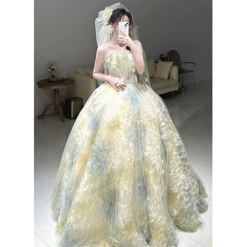 Elegant Women Evening Dress Tube Top Banquet Gown