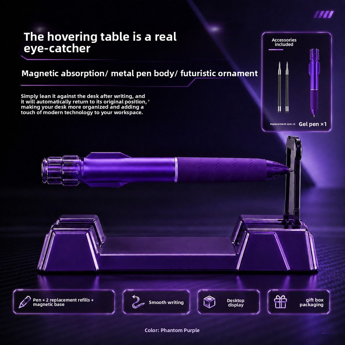 Magnetic Levitation Floating Gel Pen with Creative Desktop Base Stand