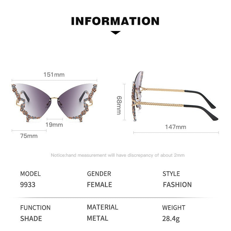 Butterfly Diamond Sunglasses UV400 Protection