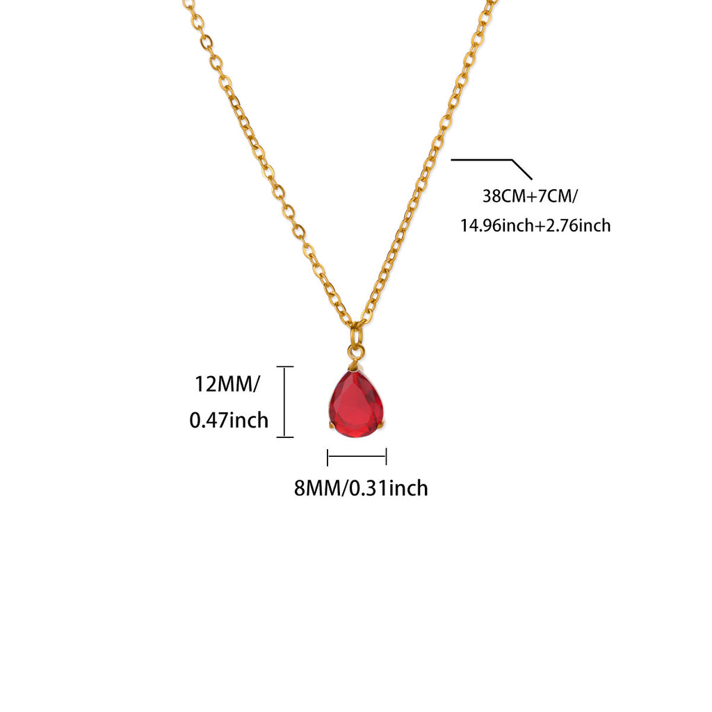 Water Drop Zircon Birthstone Necklace