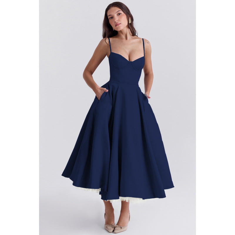 French Style Mesh Princess Dress with Flared Hem