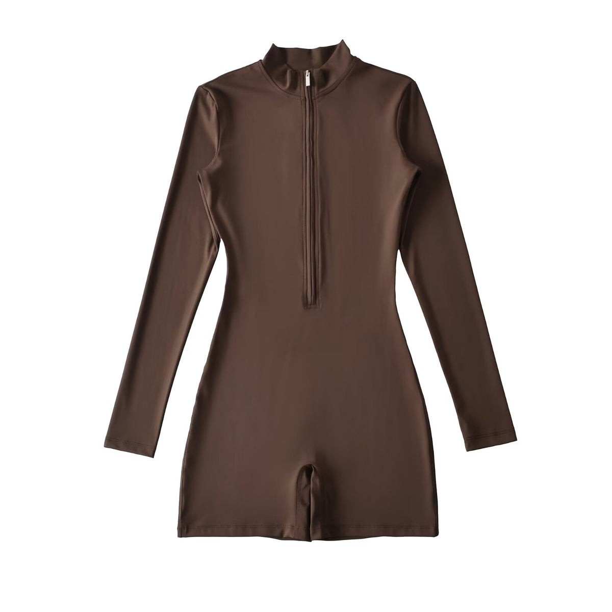 Zip-Up Long-Sleeve Fitness Jumpsuit