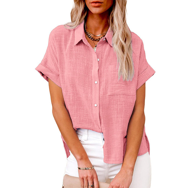 Womens Chiffon Short Sleeve Shirt
