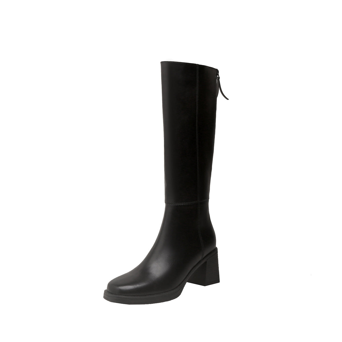 Cowhide Leather Women's Riding Boots Thick Sole High Boots