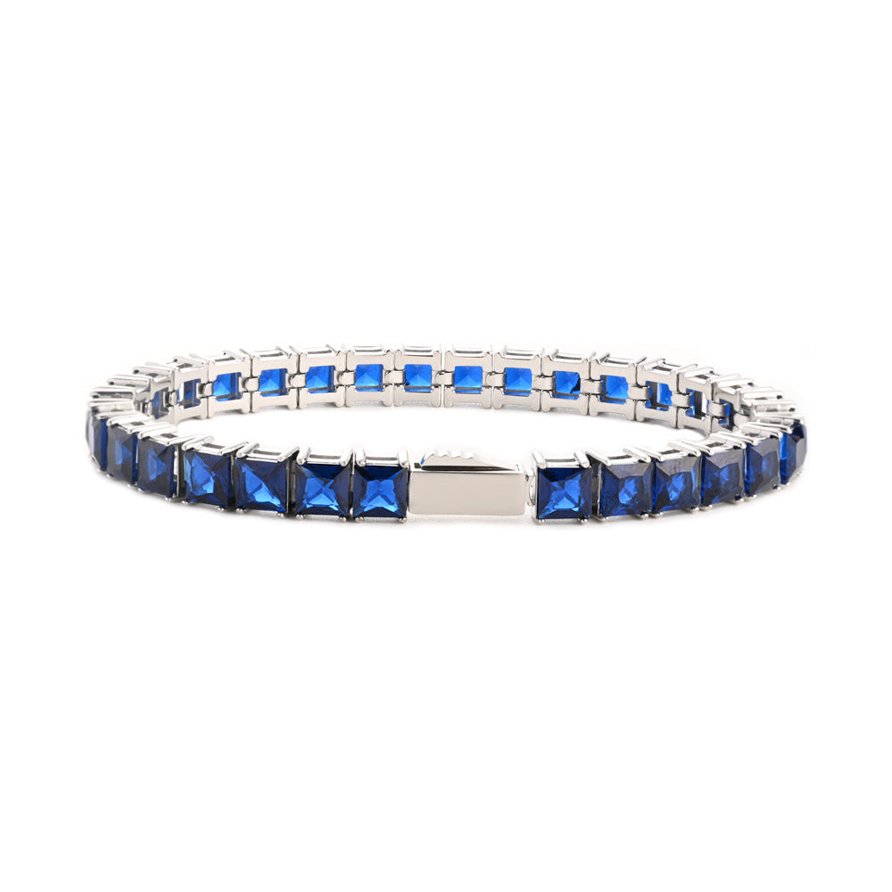 Stainless Steel Tennis Chain Bracelet Square Zircon Light Luxury Jewelry