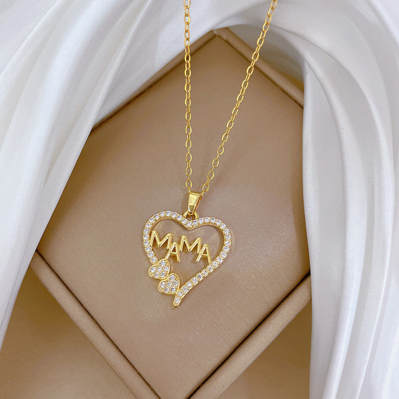 Elegant Micro-Inlaid Zircon Titanium Steel Necklace