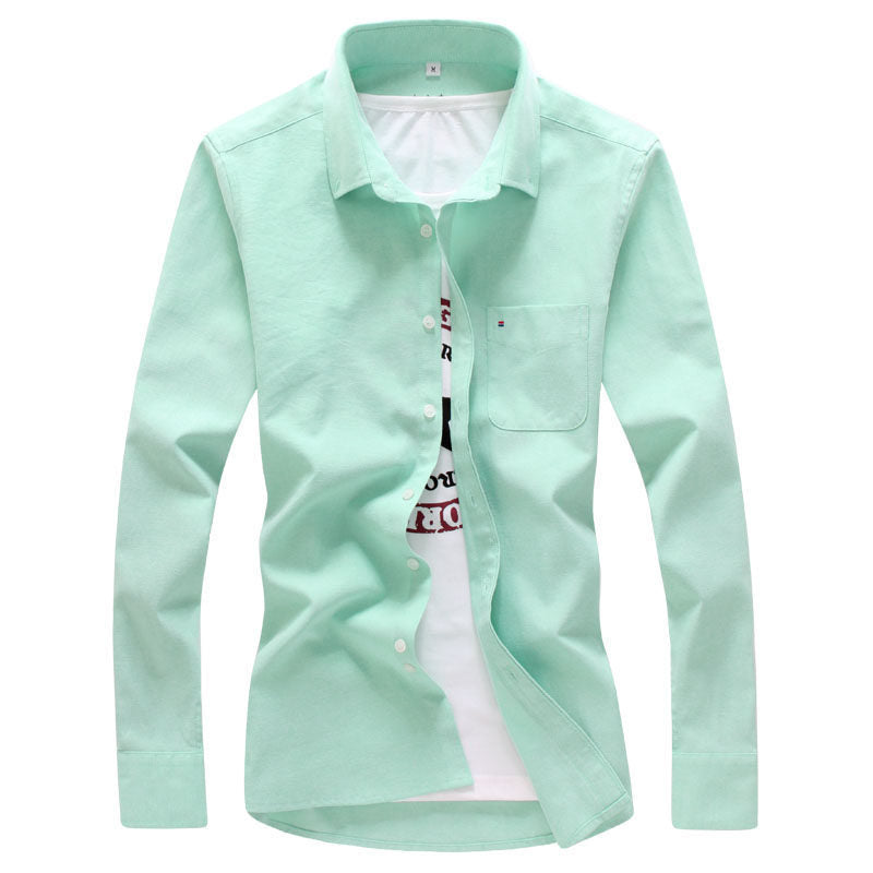 Mens Casual Solid Color Long Sleeve Shirt