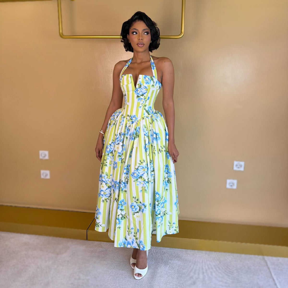 Floral Print Halter Neck Dress