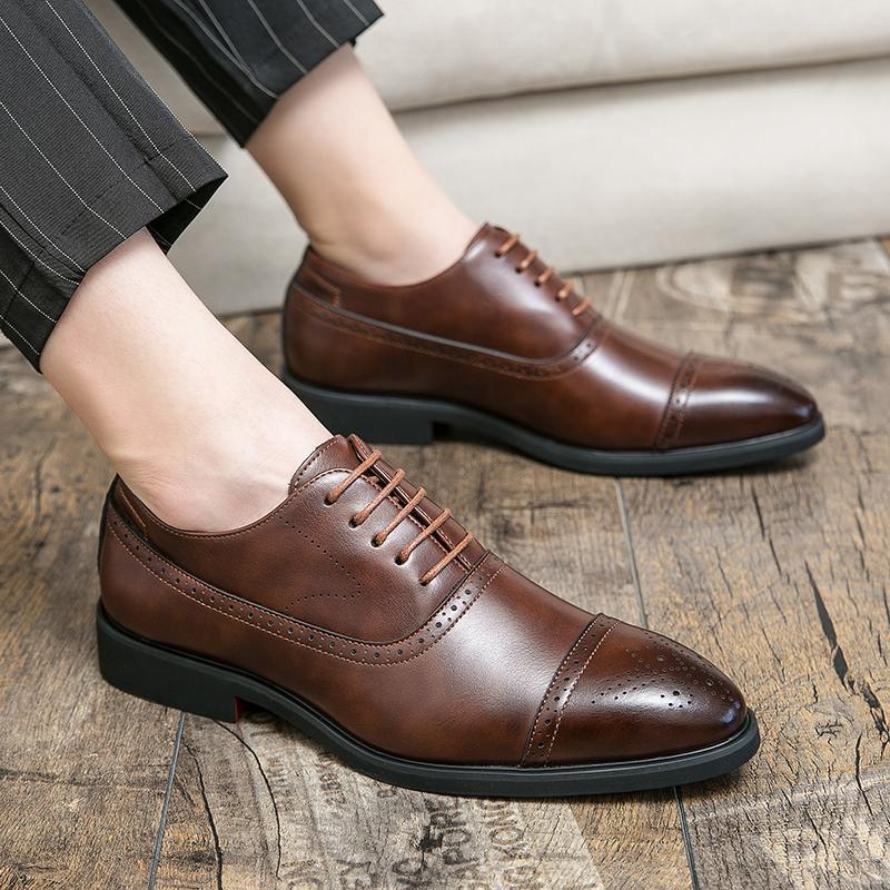 Mens Pointed Toe Leather Casual Shoes