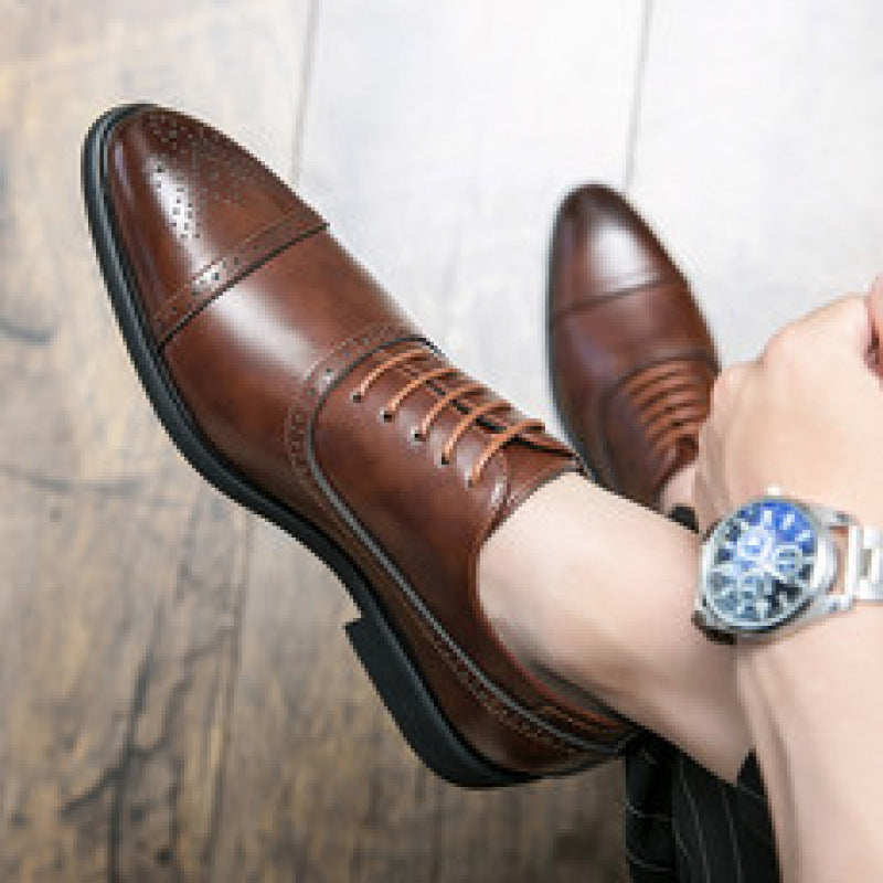 Mens Pointed Toe Leather Casual Shoes