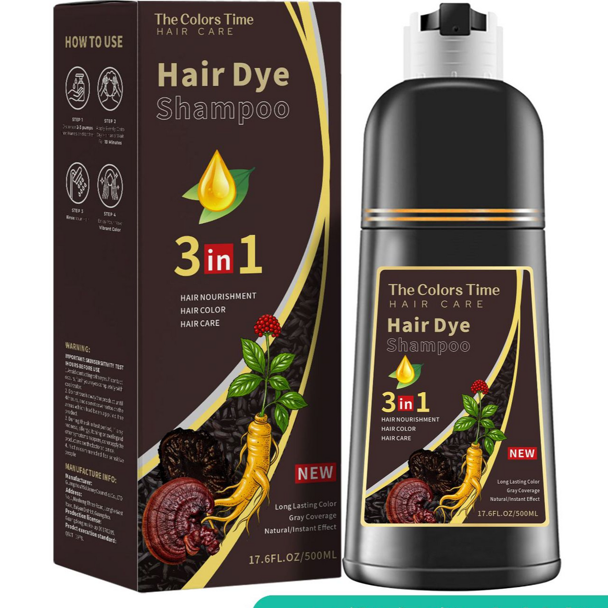 Three-in-One Hair Dye for Gentle Coloring and Gray Coverage