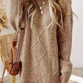 Women's Arctic Velvet Twist Pattern Mid-Length Loose Pullover Sweater