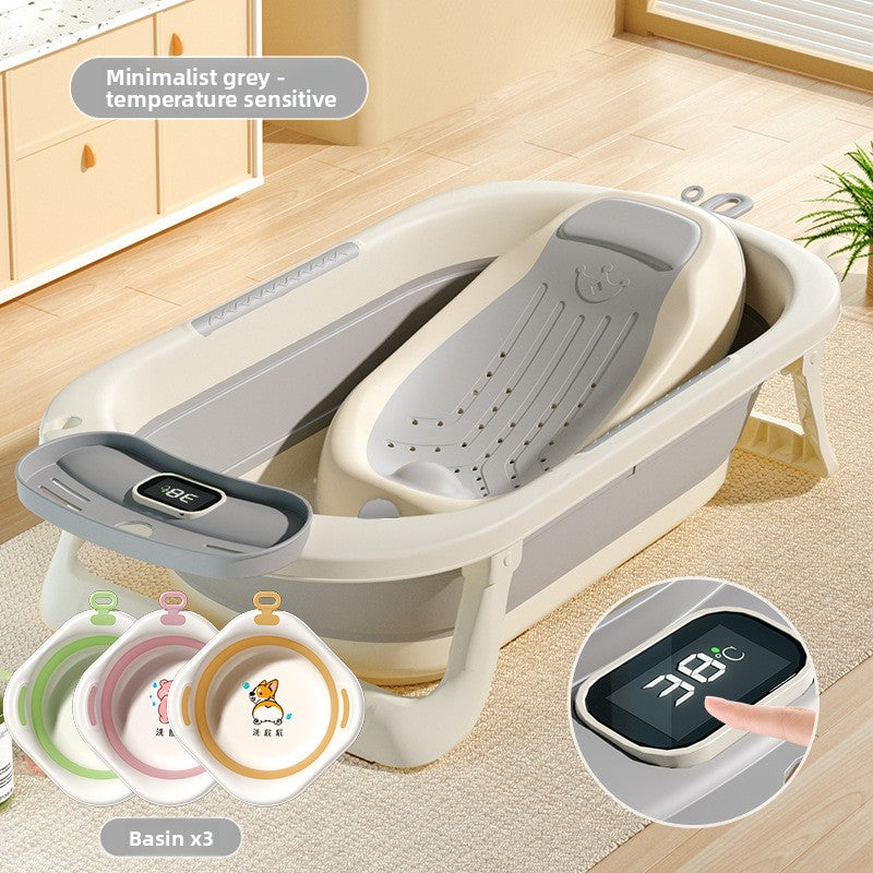 Temperature Sensing Baby Bathtub with Foldable Design