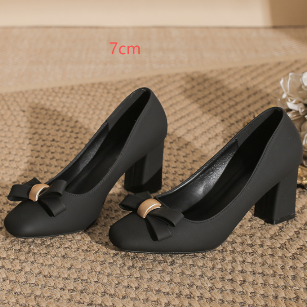 Womens Square Toe Chunky Heel Shoes