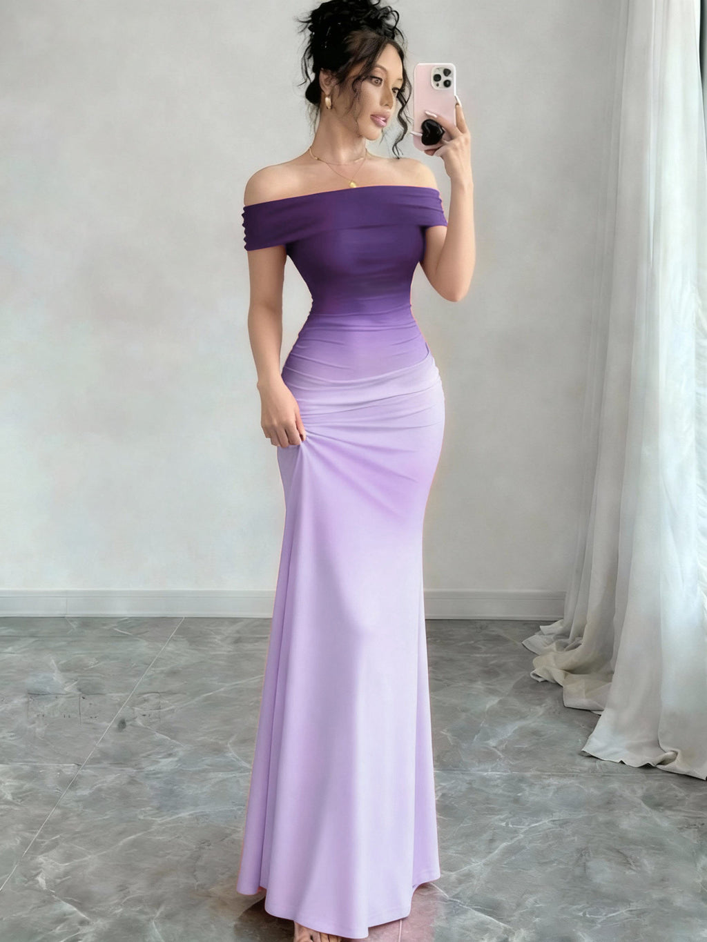 Gradient Sleeveless Bodycon Long Dress