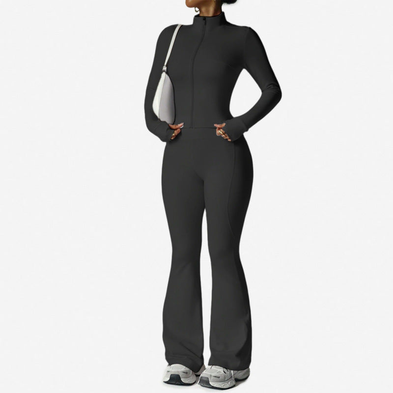 Women's Long Sleeve Yoga Set with Flared Pants