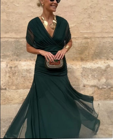 Women's Long Sleeve Chiffon Dress with Lining