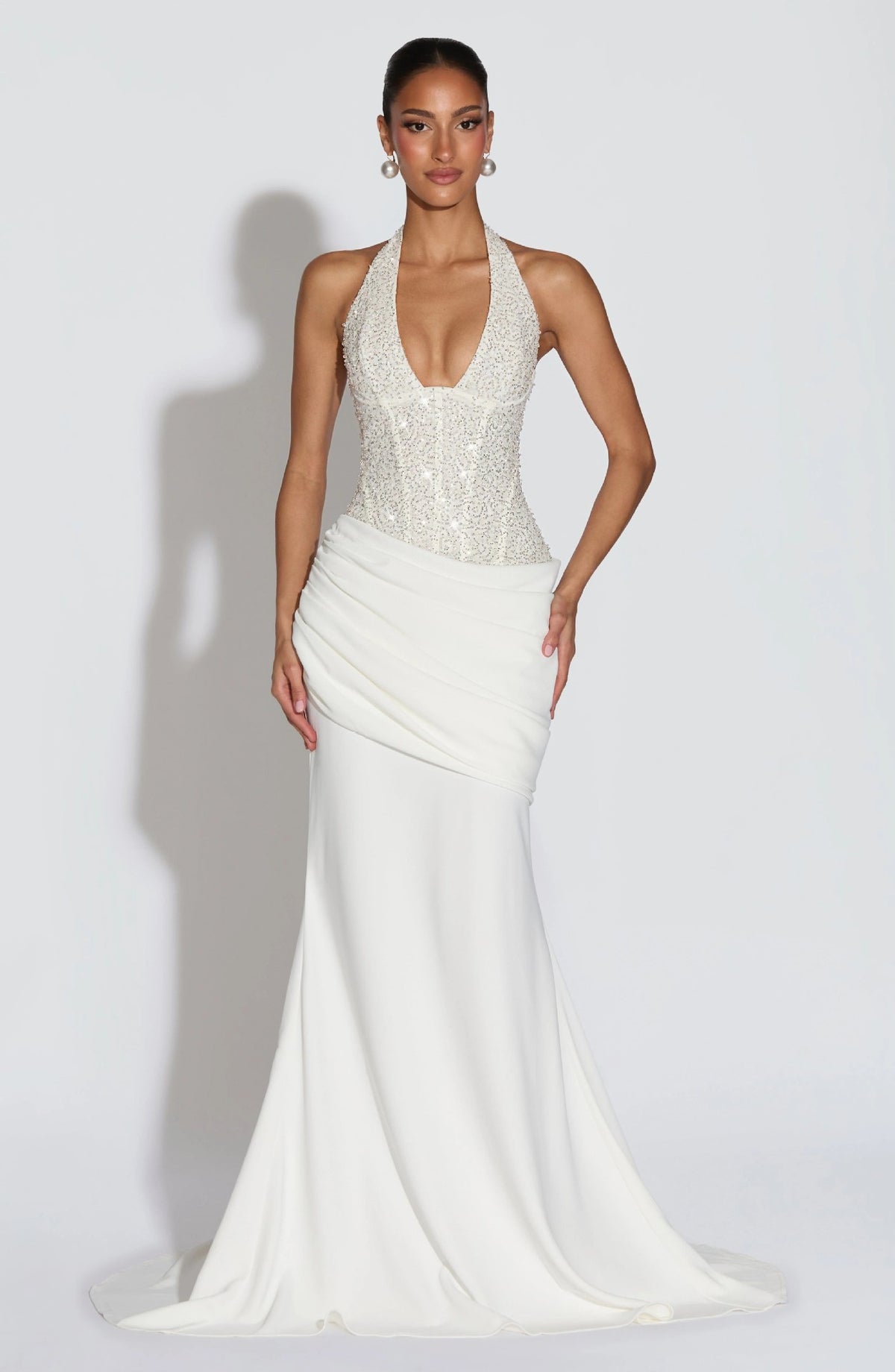 Sequin Halter Party Evening Gown