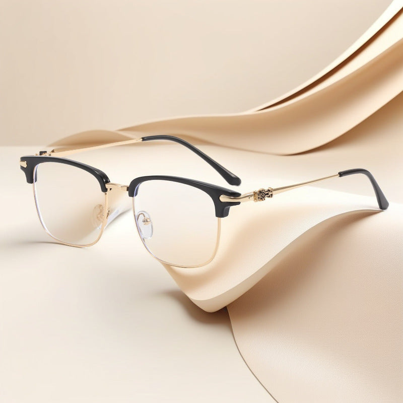 Retro Metal Eyeglasses Frame with Blue Light Protection