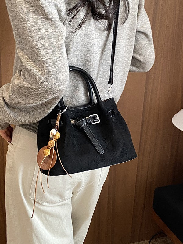 Retro Suede Crossbody Bag with Adjustable Strap