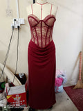French Lace Elegant Sleeveless Slim Fit Evening Gown