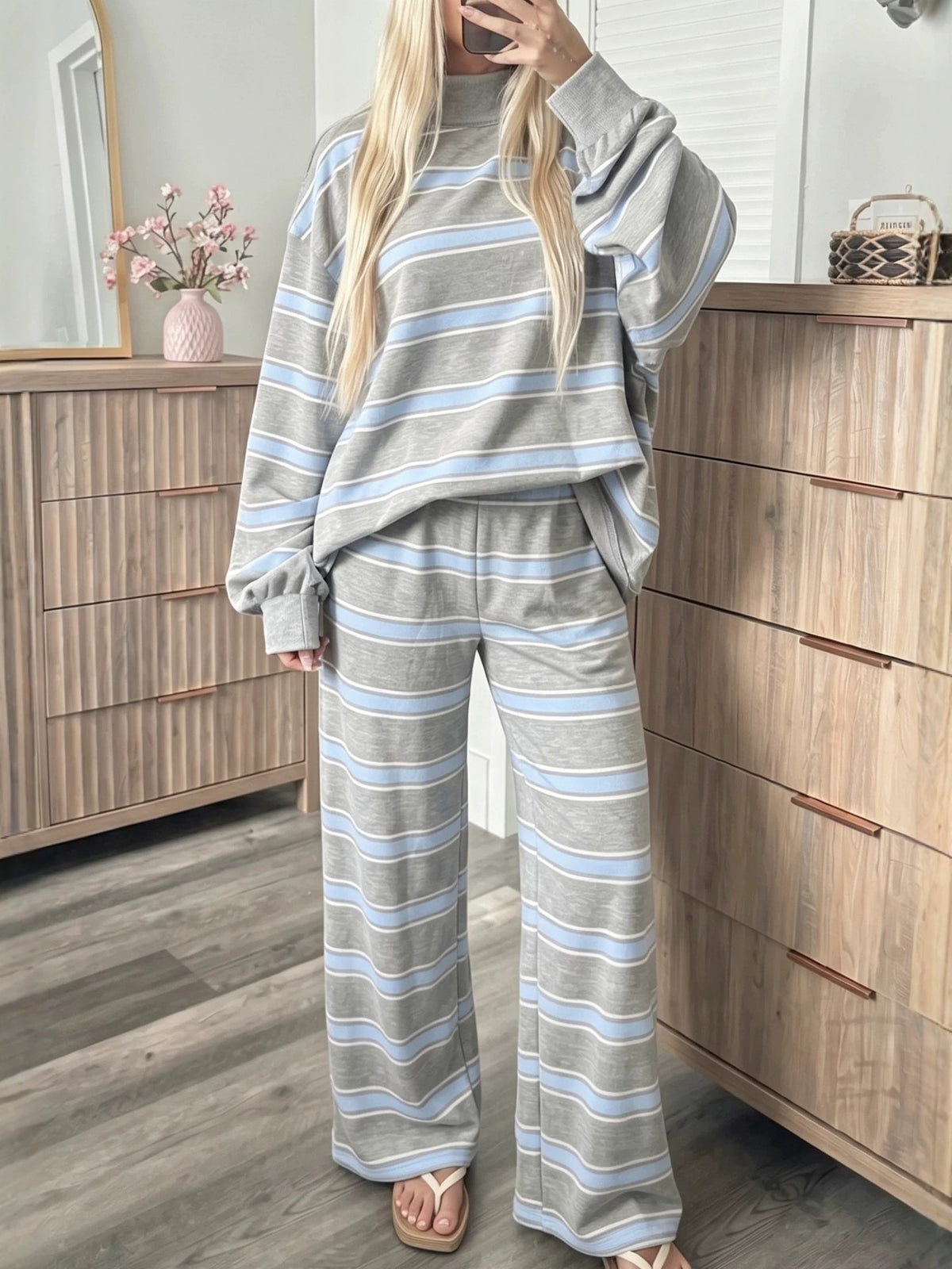 Striped fashion casual simple ladies suit
