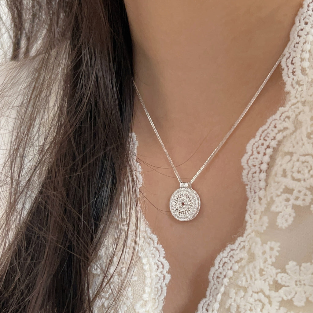 Sterling Silver Geometric Compass Necklace