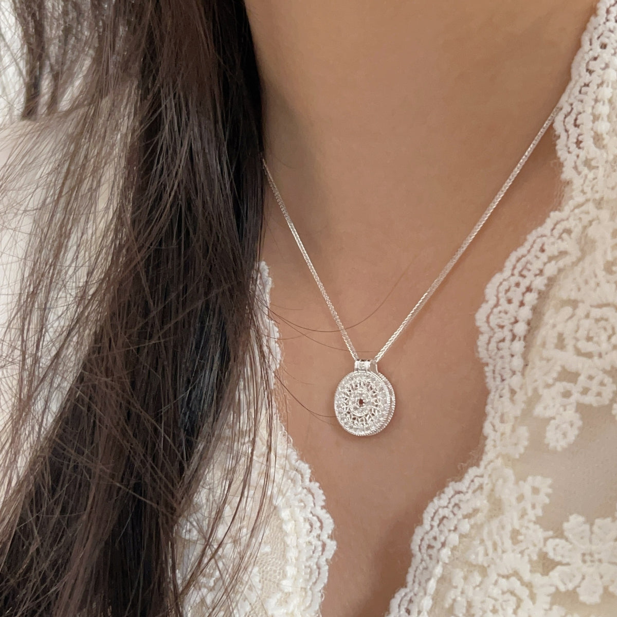 Sterling Silver Geometric Compass Necklace