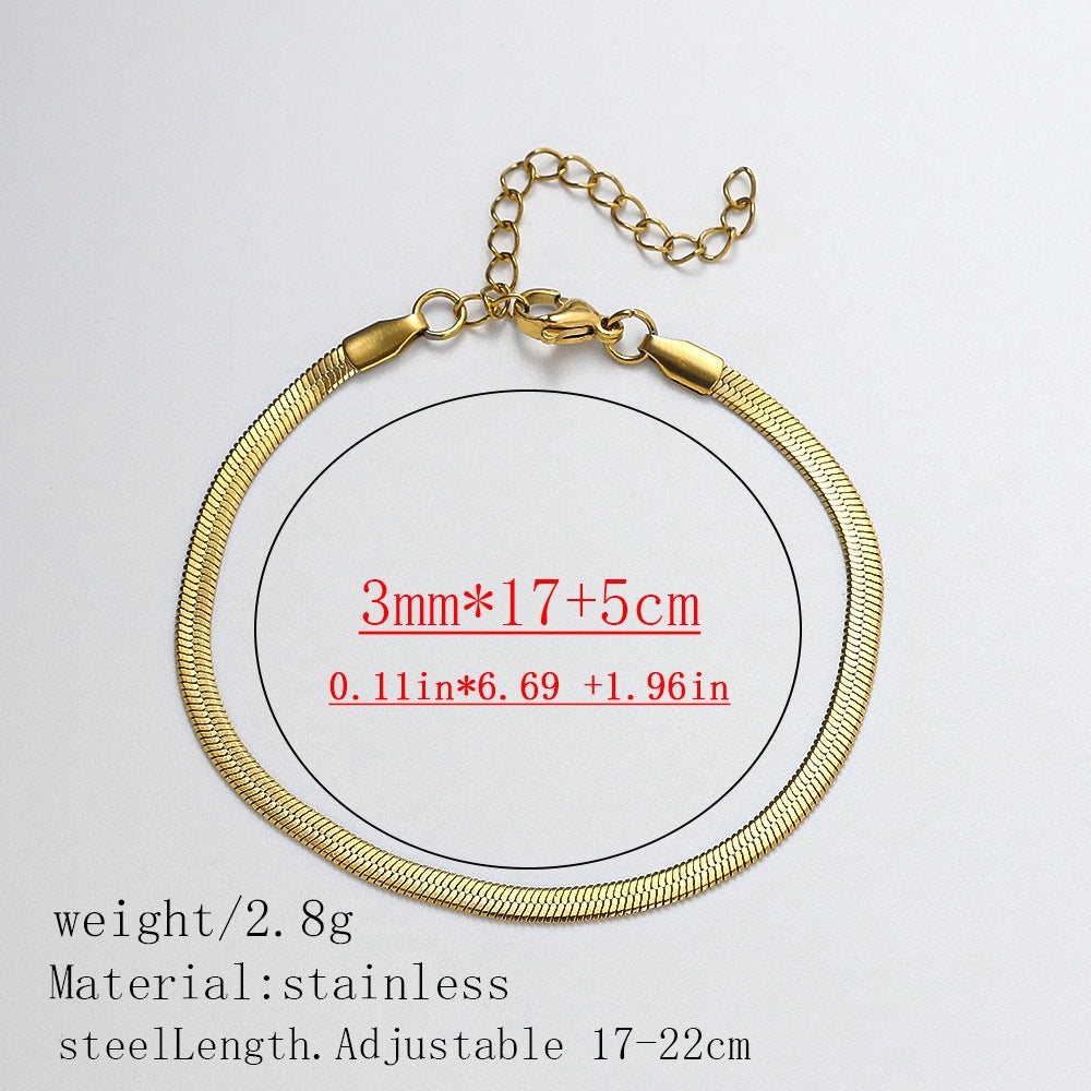 316L Titanium Steel Bracelet Waterproof Hypoallergenic Gold Plated Chain Jewelry for Men Women Unisex Fashion Accessories